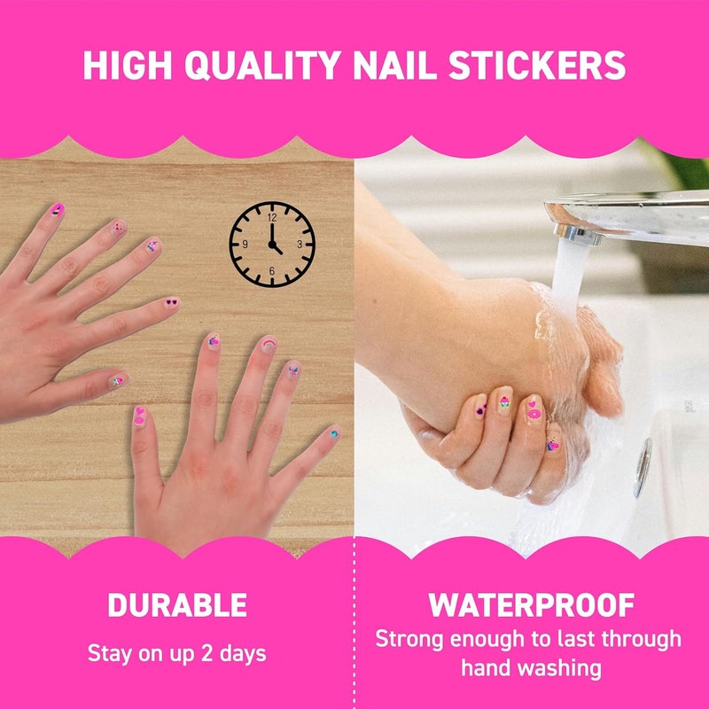 omY Unicorn Nail Stickers for Kids - 200 Stickers, Waterproof, Durable, Fun, Creative Designs | Strong Enough to Last Through Hand Washing - Easy to Apply, Safe, Non-Toxic | Age 3 and Up - Image 5